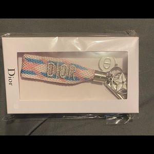 Authentic DIOR knitted key chain with charms